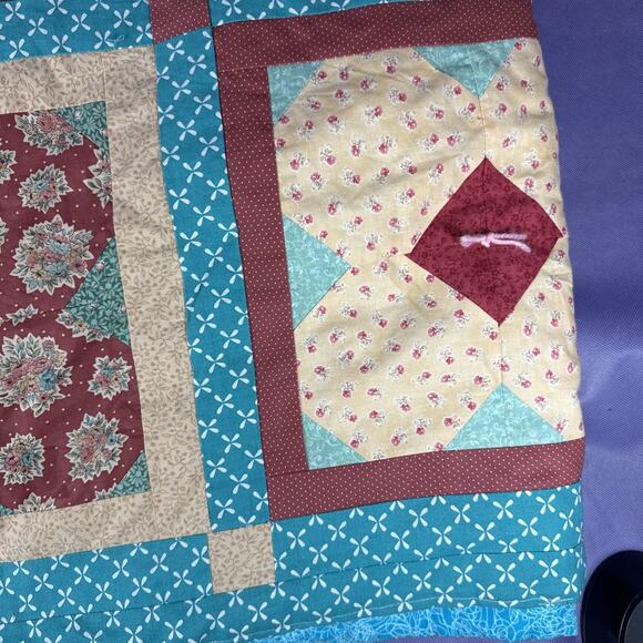 Handmade Quilt Blanket Quilted Squares 78 By 42” - Picture 3 of 8